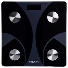 Смарт ваги електронні Sokany 26х26 см до 180 кг з Bluetooth Чорний SK-19029B