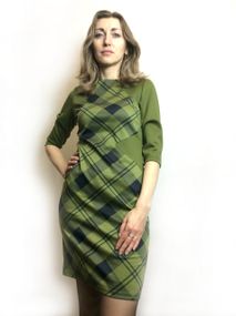 Оливкова сукня комбі П175