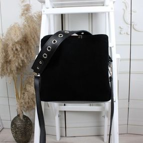 Невелика жіноча замшева сумка крос-боді Чорна