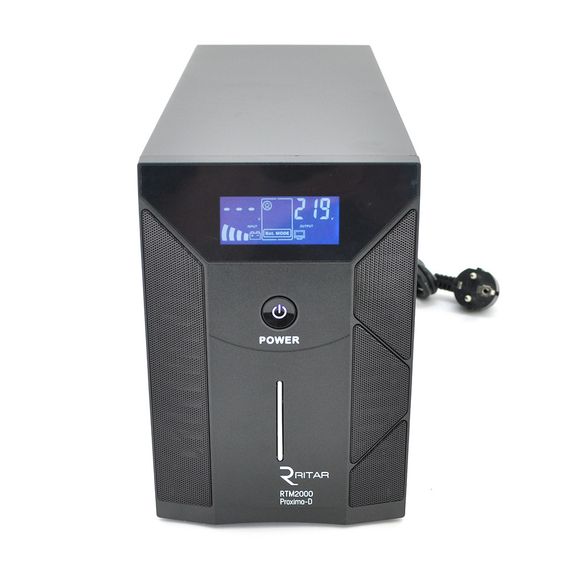 ДБЖ Ritar RTM2000 (1200W) Proxima-D LCD, AVR, 2st, 3xSCHUKO socket, 4x12V7,5Ah, metal Case | Зображення 1