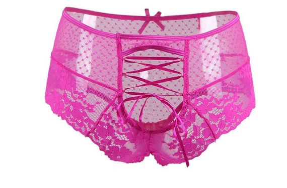 Сексуальные розовые кружевные трусики Star Night с высокой талией и декоративной шнуровкой Sex Aura | Зображення 4