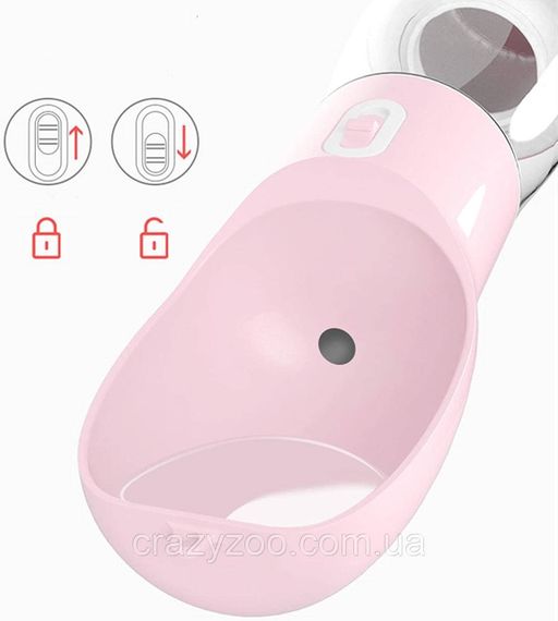 Дорожная поилка-кормушка для собак Pet Water Cup 2 в 1 розовая Ø 7.4x26 см 350 мл 6782 | Зображення 2