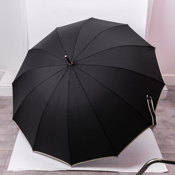 Класична парасолька-тростина з чохлом напівавтомат з поліестеру міцна надійна 12спиць діаметр 120 см Чорний HP-23-16B