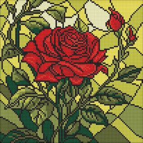Алмазна мозаїка "Вітраж. Троянда" ©art_selena_ua AMO8321, 30х30 см