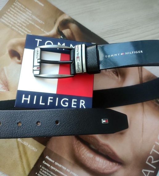 Чоловічий ремінь шкіряний Tommy Hilfiger Black | Зображення 1