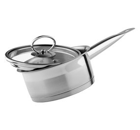 Кухонний ковш Vinzer Universum 50058, 1.1 л, 14 см, з нержавіючої сталі з кришкою, для всіх типів плит