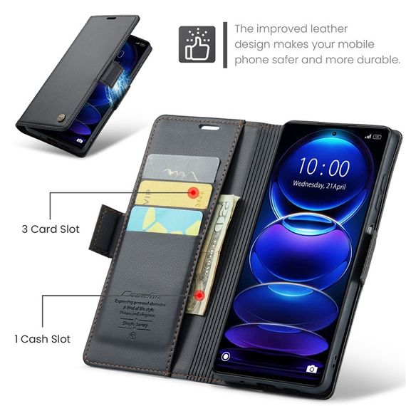 Кожаный чехол-книжка Retro Case для Xiaomi Redmi Note 12 Pro 5G / Poco X5 Pro цвет Черный | Зображення 7