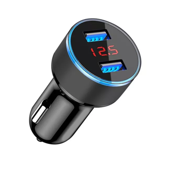 Автомобильная быстрая USB зарядка QC 3.0 от прикуривателя с вольтметром. 3,1 А, 12- 24 В