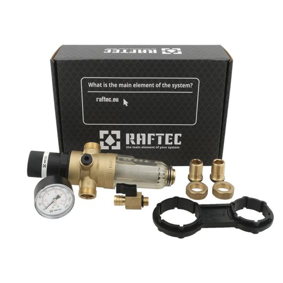 Самопромивний фільтр з редуктором 1/2" Raftec RCFR01-C | Зображення 1