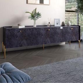 Тумба під телевізор на 3 шухляди LION Wood з золотими ніжками 160х65х40 см Бетон темний (LION-042989)