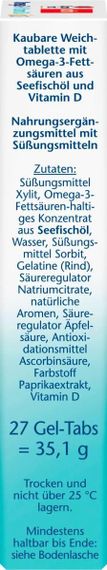 Детские жевательные витамины "Doppelherz Omega-3 + D3", вкус фруктовый, от 4 лет, 27 шт., Германия | Зображення 2