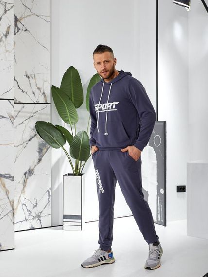 Спортивный костюм мужской из двунитки AleX Модель 2908 Серый, 56-58 | Зображення 3