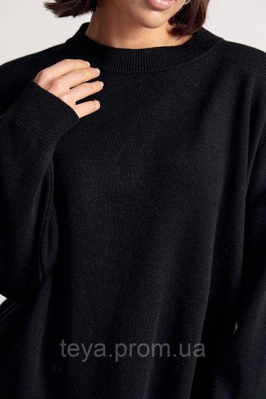 Жіночий однотонний джемпер oversize крою колір чорний розмір S FL_000903 | Зображення 3