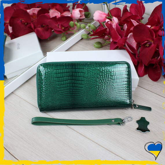 Кошелек женский на змейке из натуральной кожи зеленый. Кошелек женский. Кошелек кожаный | Зображення 2