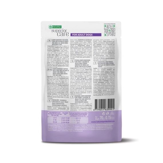 Вологий корм для собак з білою шерстю Nature's Protection Superior Care White Dogs Adult All Breeds With Tuna And Salmon, 70 гр | Зображення 1