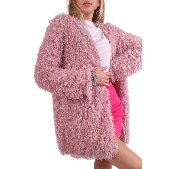 Кардиган жіночий бежевий/рожевий середньої довжини. Кардиган з штучного пір'я | Зображення 6