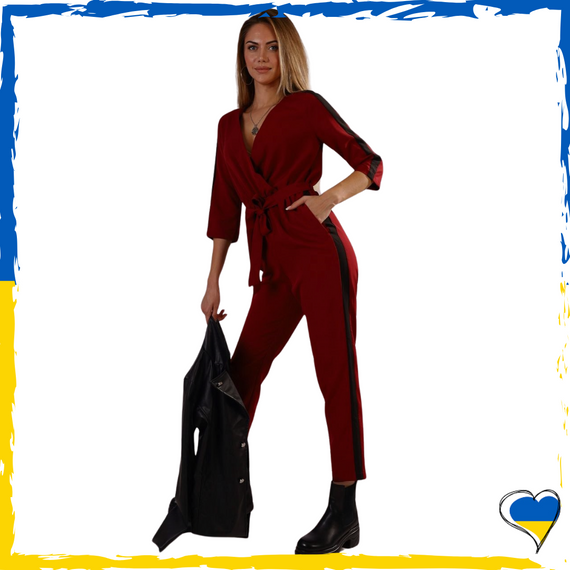 Комбинезон женский костюм бордовый 44-46