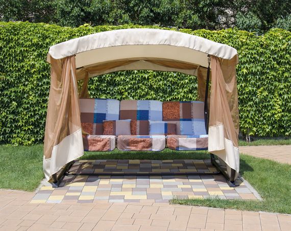 Качели садовые Vitan Семейная 4-местная с матрасом и навесом (2140148)