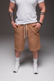Мужские удлиненные свободные шорты с большими карманами RA2247, цвет бежевый, размер S