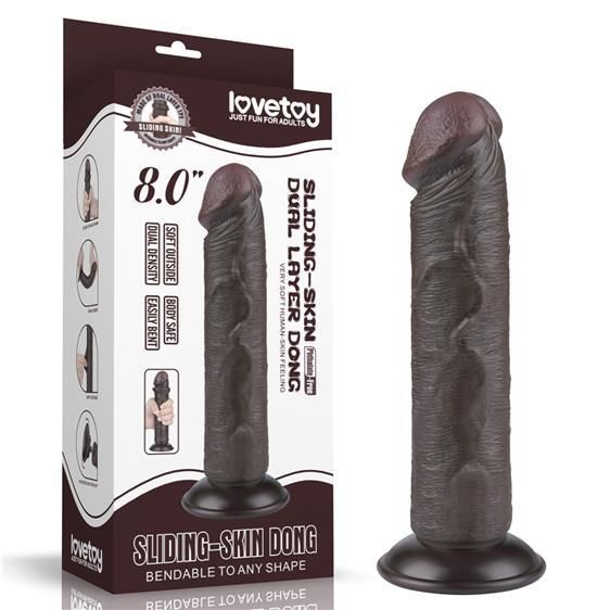 Фалоімітатор - Sliding-Skin Dual Layer Dong 8" Black Sex Aura | Зображення 1
