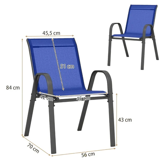 Комплект садових стільців Costway Patio з підлокітниками синій | Зображення 3
