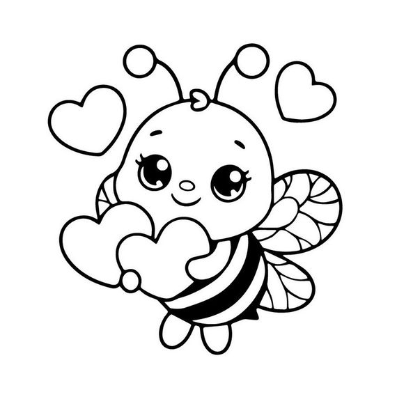 Дитяча розмальовка пальчиковими фарбами "Бджілка з сердечками" 15635-AC 25х25 см | Зображення 1