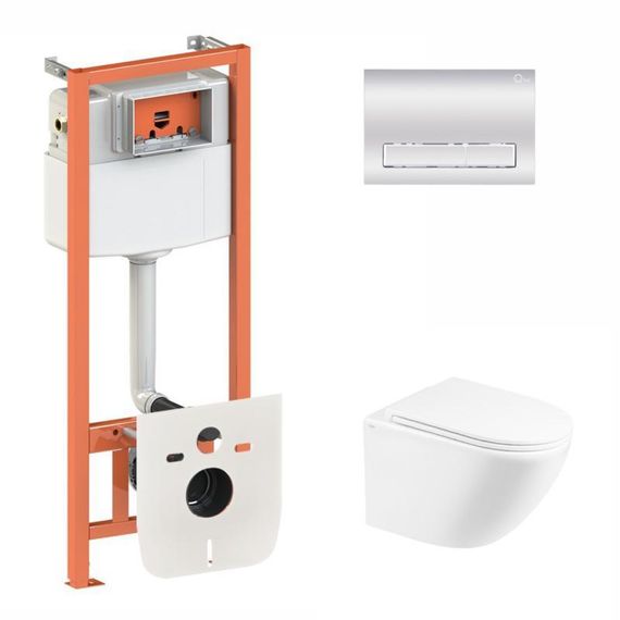 Готове рішення Qtap для ванної кімнати: підвісний унітаз Robin Ultra Quiet 490x365x325 + комплект інсталяції Nest 4 в 1