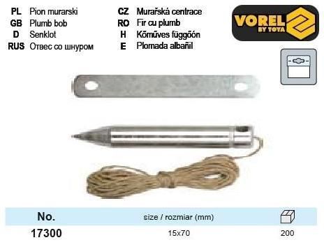 Отвес строительный Польша со шнуром VOREL-17300