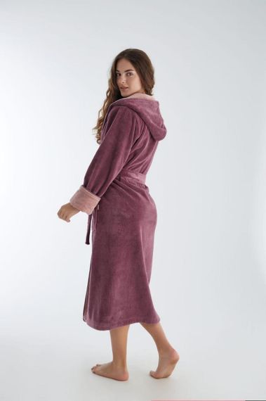 Жіночий халат Nusa 4145 з капюшоном, рожевий S | Зображення 2