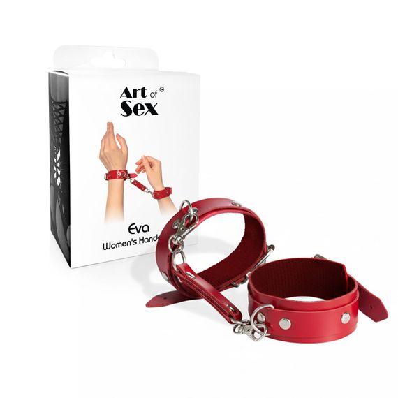Наручники із екошкіри Art of Sex - Eva, колір червоний | Зображення 1