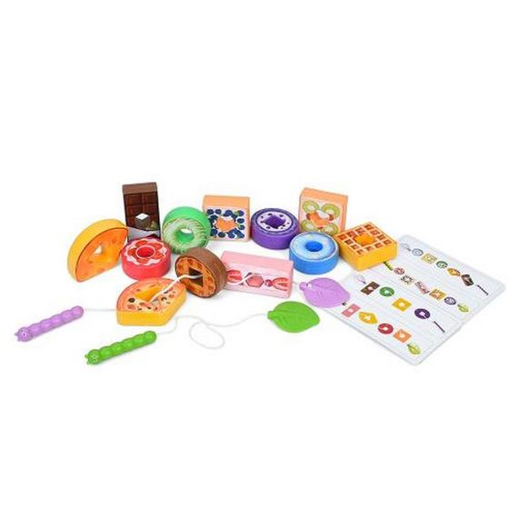 Детская игрушка "Шнуровка: Сладости" M10D 12 продуктов, 2 веревки, 6 карт | Зображення 1