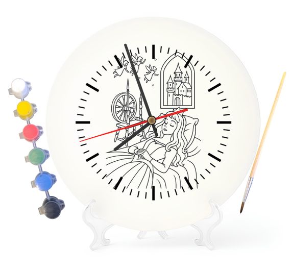 Детский набор для творчества часы-раскраска Спляча красуня (за мотивами казки Шарля Перро) 30 см (Г0007)