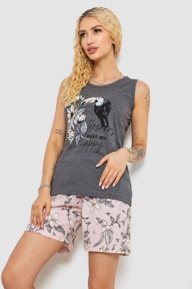 Пижама женская с принтом, цвет серый, 243R9623 | Зображення 2
