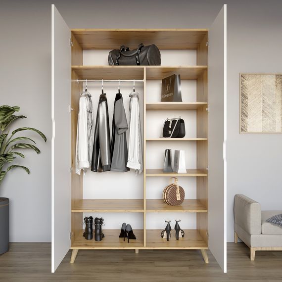 Шафа дводверна з ніжками кольору світлий горіх М-ЗОН Борн 1200 Дуб Артизан/Антрацит (MZN-031057) | Зображення 2