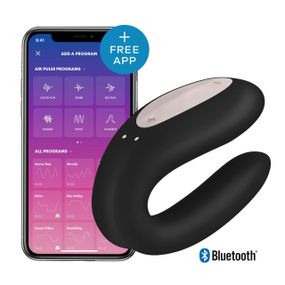 Смарт-вибратор для пар Satisfyer Double Joy Black с широким клиторальным стимулятором sexstyle