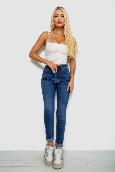Джинси жіночі однотонні Skinny, колір синій, 244R6672 | Зображення 1