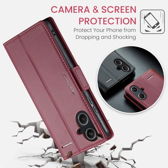 Кожаный чехол-книжка Retro Case для Xiaomi Redmi Note 13 Pro Plus цвет Красный | Зображення 6