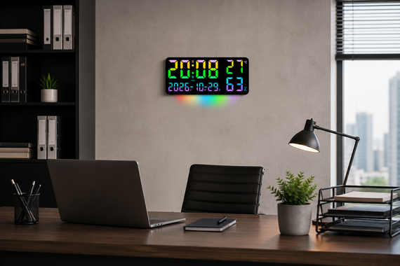 Годинник GH0750 RGB настінний, настільний/годинник з пультом на USB/годинник календар, будильник, t°, вологість | Зображення 2