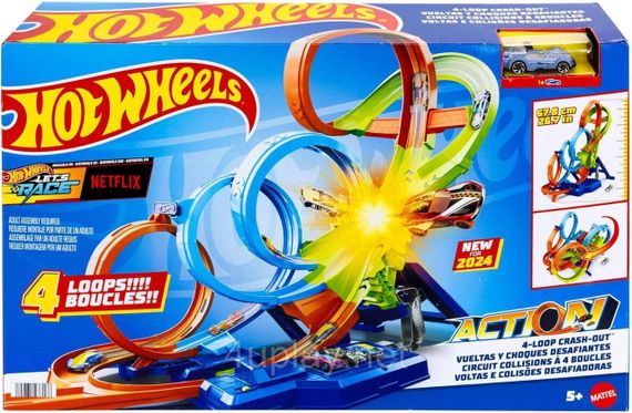 Трек Hot Wheels Action 4-Loop Crash Out: безумные виражи и петли | Зображення 1