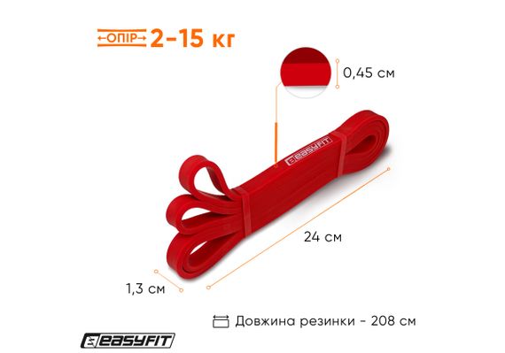 Гумова петля EasyFit 2-15 кг червона (EF-2654-2) | Зображення 7