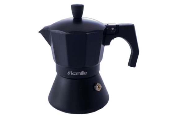 Кофеварка гейзерная алюминиевая Kamille - 150 мл черная