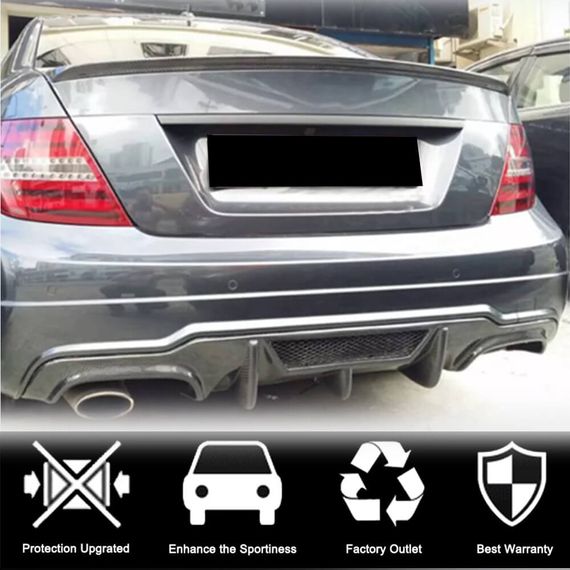 Дифузор заднього бампера V4 (для AMG SD/Coupe 2012-2014, Карбон) для Mercedes C-class W204 рр | Зображення 1