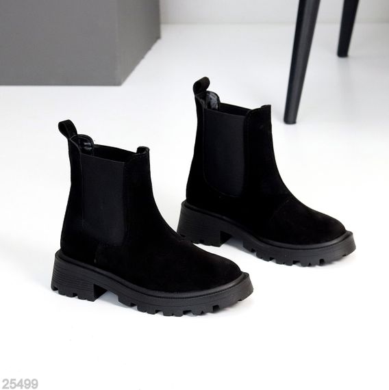 Черные повседневные ботинки челси натуральная замша низкий ход | Зображення 5