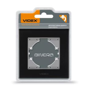 Рамка чорне скло одинарна горизонтальна Videx Binera