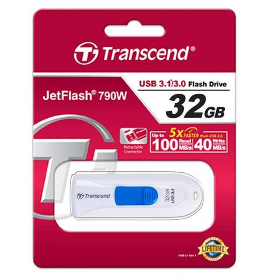 Flash Drive Transcend JetFlash 790 32GB (TS32GJF790W) White | Зображення 4