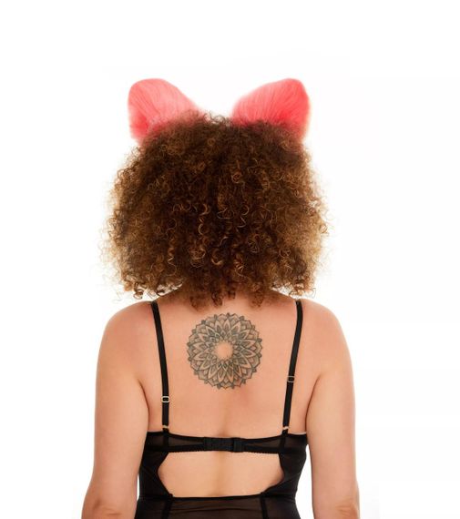 Меховые ушки кошки трехцветные: Ярко-розовый, персиковый, белый OKOVA sexstyle | Зображення 4