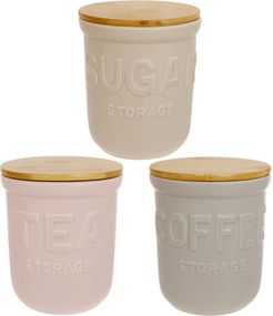 Набір 3 банки Merceyl "Sugar, Tea, Coffee" по 800мл, кераміка з дерев'яними кришками