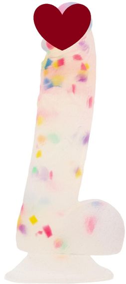 Фалоімітатор з конфетті ADDICTION - PARTY MARTY 7.5″ - FROST & CONFETTI, 19 см, силікон Sex Aura
