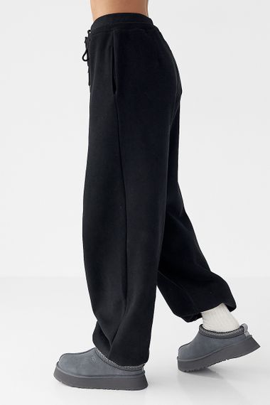 Спортивні штани палаццо з накладною кишенею - чорний цвет, M (є розміри) | Зображення 4