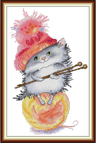 Набір для вишивання за нанесеною на канву схемою "Little hamster leans to craft". AIDA 14CT printed 22*35 см